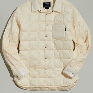 Tai Cream Quilted Snap-Front Puffer Shirt Jacket